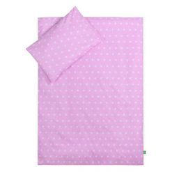LULANDO Komplet pościeli, Białe Gwiazdki na Różowym Tle / Szare Chmurki na Białym Tle, 100x135 + 40x60 cm uniwersalny. Szare komplety niemowlęce Lulando, bez wzorów. Za 128,92 zł.
