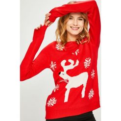 Answear - Sweter. Czerwone swetry damskie ANSWEAR, s, z nadrukiem, z dzianiny, z krótkim rękawem, krótkie, bez kaptura. W wyprzedaży za 39,90 zł.