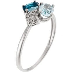 Złoty pierścionek z diamentami i topazem. Szare pierścionki damskie Diamond & Co, z topazem, złote. W wyprzedaży za 540,95 zł.