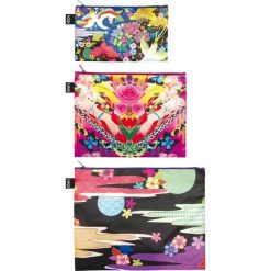 Saszetki Zip Pockets 3 szt. Shinpei Naito. Szare saszetki damskie LOQI, bez wzorów, eleganckie, średnie, bez dodatków. Za 63,00 zł.