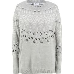 Sweter bonprix jasnoszary melanż wzorzysty. Szare swetry damskie bonprix, bez wzorów, bez rękawów, bez kaptura. Za 74,99 zł.