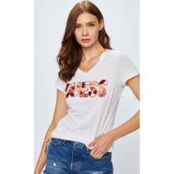 Guess Jeans - Top. Szare topy damskie Guess Jeans, l, z aplikacjami, z bawełny. Za 259,90 zł.