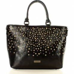 Eva Minge Femestage Ekskluzywna torebka shopper bag czarny. Czarne shopper bag damskie Eva Minge, w paski, ze skóry ekologicznej. Za 189,00 zł.