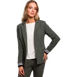 Zielony Klasyczny Dzianinowy Żakiet w Sportowym Stylu. Zielone marynarki damskie Moe, s, bez wzorów, z elastanu. Za 179,90 zł.