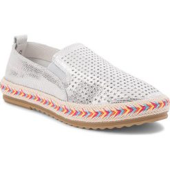Espadryle LANQIER - 42C1954 Srebrny. Szare espadryle damskie Lanqier, bez wzorów, ze skóry, bez obcasa, na płaskiej podeszwie. W wyprzedaży za 139,00 zł.