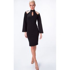 Sukienki: Sukienka z oryginalnym dekoltem czarna 6509