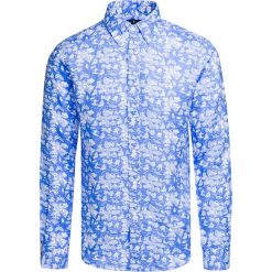 Koszula lniana POLO RALPH LAUREN. Niebieskie koszule męskie Polo Ralph Lauren, bez wzorów, polo, bez rękawów. Za 620,00 zł.