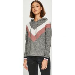 Only - Sweter Elcos. Szare swetry damskie ONLY, s, z nadrukiem, z elastanu, z krótkim rękawem, krótkie, z kapturem. W wyprzedaży za 49,90 zł.