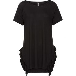 T-shirt z falbaną bonprix czarny. Czarne t-shirty damskie bonprix. Za 27,99 zł.