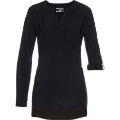 Tunika z wiskozy bonprix czarny. Czarne tuniki damskie bonprix, na co dzień, bez wzorów, z wiskozy, bez kołnierzyka, bez rękawów. Za 74,99 zł.