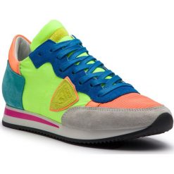 Sneakersy PHILIPPE MODEL - Tropez TRLD N004 Mondial Pop Orange Vert. Żółte półbuty damskie marki Philippe Model, bez wzorów, ze skóry, bez obcasa, na sznurówki. Za 1139,00 zł.