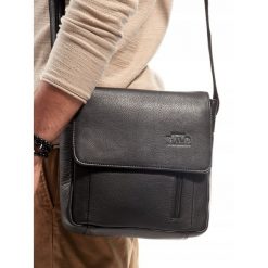 Torba skórzana na ramię Always Wild 787 czarna. Czarne torby męskie skórzane w paski, ze skóry, małe. Za 174,99 zł.