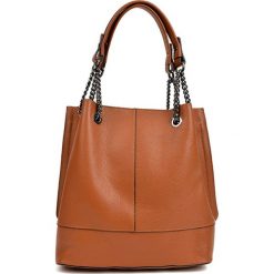Skórzana torebka w kolorze brązowym - (S)33 x (W)34 x (G)14 cm. Pomarańczowe torebki klasyczne damskie Black Friday Bags, bez wzorów, ze skóry, na ramię, bez dodatków. W wyprzedaży za 279,95 zł.