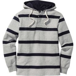 Bluzy męskie: Bluza z kapturem Regular Fit bonprix jasnoszary melanż-ciemnoniebieski w paski