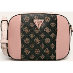 Guess Jeans - Torebka. Pomarańczowe listonoszki damskie Guess Jeans, w paski, z poliesteru, na ramię, bez dodatków. Za 429,90 zł.