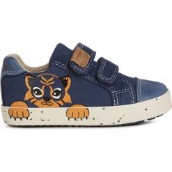 Geox - Tenisówki dziecięce. Niebieskie trampki chłopięce Geox, bez wzorów, ze skóry, z okrągłym noskiem, bez zapięcia. Za 239,90 zł.