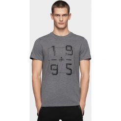T-shirt męski TSM073 - średni szary melanż. Szare koszulki męskie s, bez wzorów, bez kołnierzyka. W wyprzedaży za 39,99 zł.