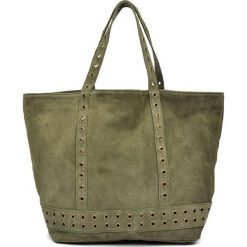 Shopper bag damskie: Skórzana torebka w kolorze zielonym – (S)33 x (W)50 x (G)18 cm