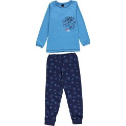 Piżama w kolorze niebieskim. Niebieskie bielizna chłopięca marki Schiesser Kids, bez wzorów, z bawełny. W wyprzedaży za 67,95 zł.