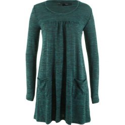 Długie sukienki: Sukienka shirtowa melanżowa, długi rękaw bonprix głęboki zielony - czarny melanż