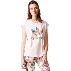 Topy sportowe damskie: Adidas Koszulka damska FLORALITA BF ROLL UP TEE różowa r. 38 (BR5166)