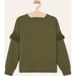 Pepe Jeans - Bluza dziecięca Nary 128-180 cm. Zielone bluzy dziewczęce Pepe Jeans, bez wzorów, z elastanu, bez rękawów, bez kaptura. W wyprzedaży za 179,90 zł.