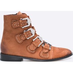 Carinii - Botki by Maja Sablewska. Brązowe buty zimowe damskie Carinii, z materiału, na obcasie. W wyprzedaży za 269,90 zł.