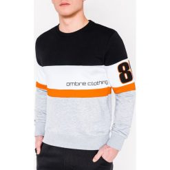 Bluza męska bez kaptura z nadrukiem B923 - szara. Szare bluzy męskie Ombre Clothing, s, z nadrukiem, z bawełny, z kapturem, bez rękawów, bez kaptura. Za 39,00 zł.
