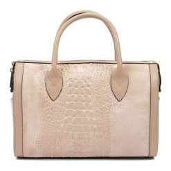 Torebki klasyczne damskie: Skórzana torebka w kolorze pudrowym – (S)32 x (W)22 x (G)15 cm