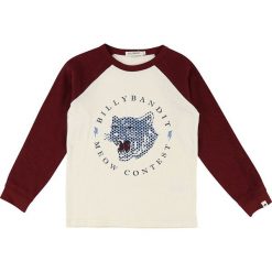 Koszulka w kolorze ciemnoczerwono-kremowym. Czerwone t-shirty chłopięce Billieblush & Billybandit, z nadrukiem, z długim rękawem. W wyprzedaży za 59,95 zł.