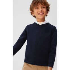 Mango Kids - Sweter dziecięcy Fede5 110-164 cm. Niebieskie swetry chłopięce Mango Kids, bez wzorów, z bawełny, bez kołnierzyka. Za 59,90 zł.