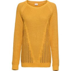 Sweter bawełniany, długi rękaw bonprix miodowy. Żółte swetry klasyczne damskie bonprix, z bawełny. Za 89,99 zł.