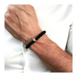 Bransoletka męska BLACK ENERGY. Czarne bransoletki męskie DIZARRO, z onyksem, złote. Za 190,00 zł.