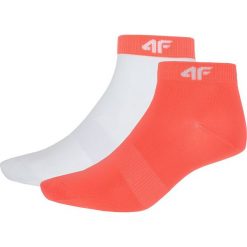 Skarpetki damskie: Skarpetki damskie (2 pary) SOD004 – biały+koral neon