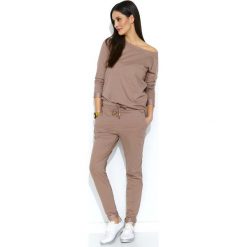 Cappuccino Stylowy Dresowy Komplet Damski. Szare spodnie damskie Makadamia, s, z elastanu. Za 177,90 zł.