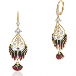 Zjawiskowe Kolczyki Złote - złoto żółte 375, Czarny diament 0,01ct. Czarne kolczyki damskie marki W.KRUK, z diamentem, złote. Za 2390,00 zł.