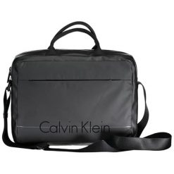 Torba w kolorze czarnym na laptopa - (S)38 x (W)38 x (G)10 cm. Czarne torby na laptopa Calvin Klein, w paski, z tkaniny. W wyprzedaży za 489,95 zł.