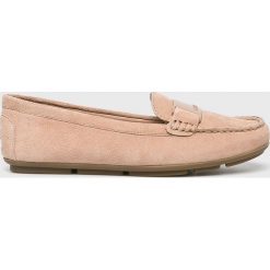 Calvin Klein - Mokasyny. Brązowe mokasyny damskie marki Calvin Klein, z gumy, na obcasie. Za 579,90 zł.