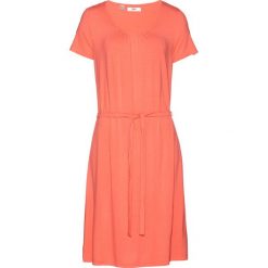 Sukienka ze stretchem, krótki rękaw bonprix łososiowy. Brązowe sukienki mini bonprix, z krótkim rękawem. Za 37,99 zł.