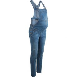 Ogrodniczki dżinsowe ciążowe STRAIGHT bonprix niebieski "bleached”. Niebieskie jeansy damskie bonprix, moda ciążowa. Za 149,99 zł.