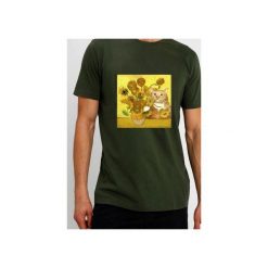 T-shirt : " Van Gogh i kot 2 ". Białe t-shirty męskie Life is art, xl, z nadrukiem, klasyczne, z klasycznym kołnierzykiem. Za 120,00 zł.