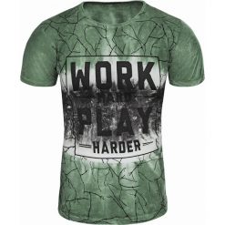 Koszulka męska t-shirt zielony Recea. Zielone koszulki męskie Recea, xxl, z nadrukiem, z elastanu, bez kołnierzyka, bez rękawów. Za 49,99 zł.