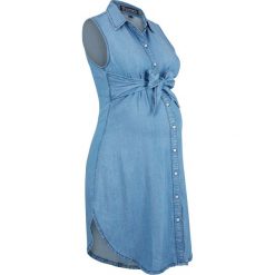 Sukienka ciążowa i do karmienia, przyjazna dla środowiska bonprix niebieski "bleached”. Niebieskie sukienki ciążowe bonprix, bez wzorów, bez kołnierzyka, moda ciążowa, bez rękawów. Za 129,99 zł.