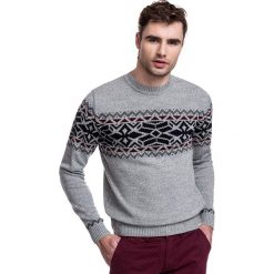 Sweter ERACLIO SWWR000339. Szare swetry męskie Giacomo Conti, na zimę, m, bez wzorów, z wełny, bez kołnierzyka, bez kaptura. Za 249,00 zł.