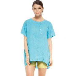 T-shirty damskie: Lniana koszulka „Rosa” w kolorze błękitnym