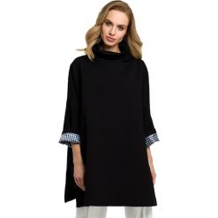 Bluza - czarna. Czarne bluzy damskie Moe, s, w kratkę, z elastanu, bez rękawów, bez kaptura. Za 199,00 zł.