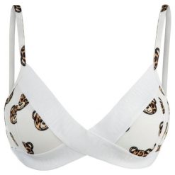 Biustonosz bezfiszbinowy Moschino Underwear & Swim A4650 9015. Czarne biustonosze Moschino Underwear & Swim, bez wzorów, z elastanu. W wyprzedaży za 229,00 zł.