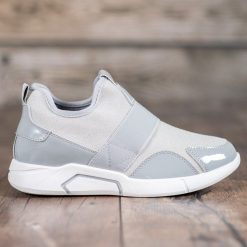 Ideal Shoes szare Wsuwane Trampki Fashion. Szare trampki i tenisówki damskie Ideal Shoes, bez wzorów, bez zapięcia. Za 67,90 zł.
