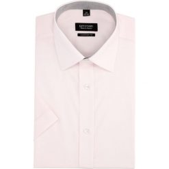 Koszula bexley 2363/1 krótki rękaw custom fit róż. Różowe koszule męskie Recman, m, bez wzorów, bez kołnierzyka, z krótkim rękawem. Za 129,00 zł.