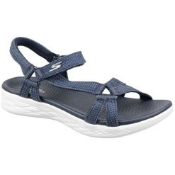 Skechers On The Go 600 15316-Nvy 37 Granatowe. Szare sandały damskie marki Skechers, bez wzorów, z tkaniny, sportowe, bez obcasa, bez zapięcia. W wyprzedaży za 179,99 zł.